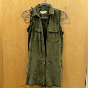 denim romper  in Khaki Green - XS